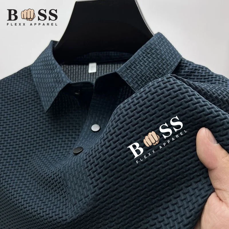 2024 men\'s summer new letter brand printed top, fashionable casual breathable quick drying men\'s short sleeved Polo shirt