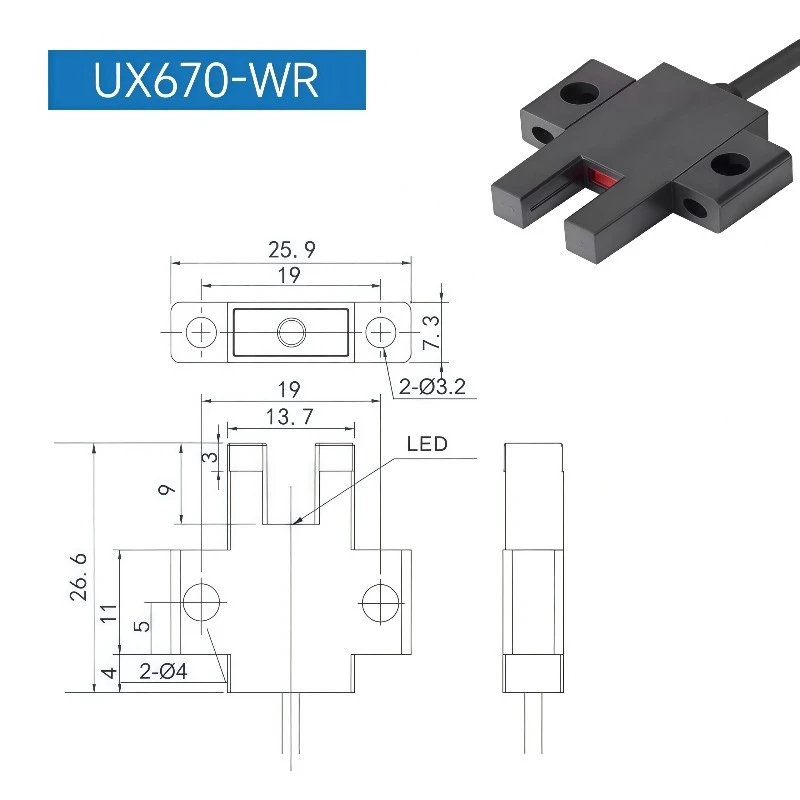 Slot type photoelectric sensor U type UX674-WR wire type 670/672 photoelectric switch induction