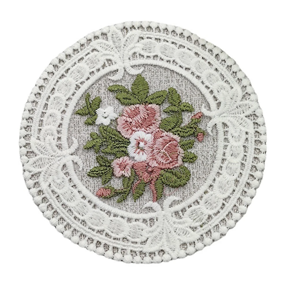 European Retro Lace Coaster Insulated Dining Mat Exquisite Jewelry Circular Photo Prop -1 Piece