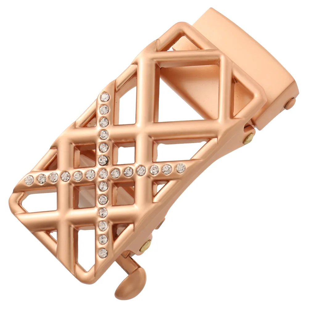 مشبك حزام كاجوال بسيط مجوف بدون أسنان مشبك حزام جلدي للنساء مع مشبك معدني فاخر من حجر الراين 2.4 سم #3