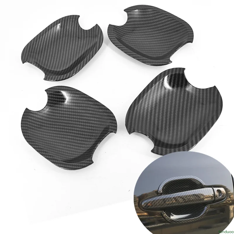 For Toyota Highlander 2008-2013 Camry 2007-2011 New Carbon Fiber Chrome Car Door Handle Cup Bowl Cover Trim Styling Accessories