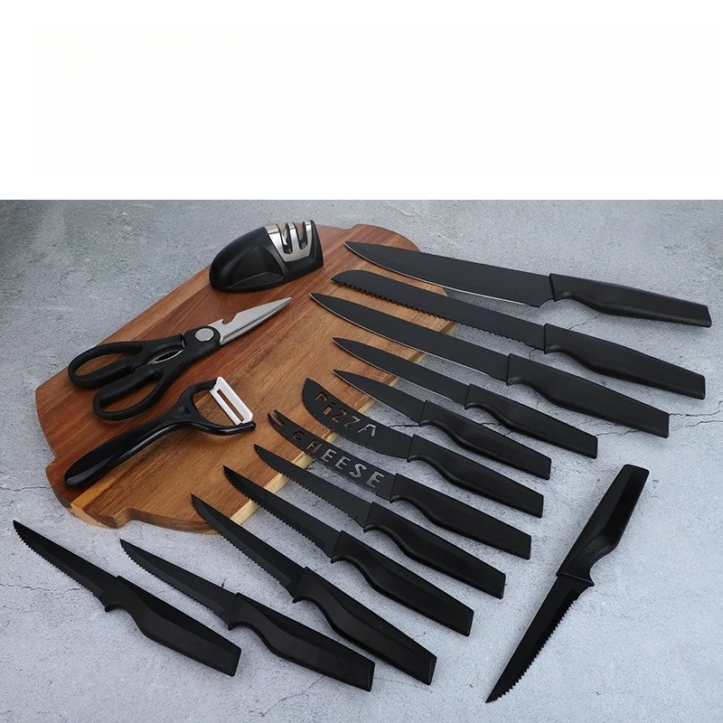 Kitchen Knife Set, 17 Pieces High Carbon Stainless Steel, Includes Serrated Steak Knife Set, Chef's Knife, Bread Knife, Scissors