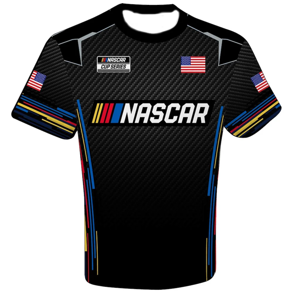 Men\'s Round Neck Training Tops NASCAR Checkered Flag Sports Uniform 3D Print Breathable Quick-Drying T-Shirt Unisex Casual Tees