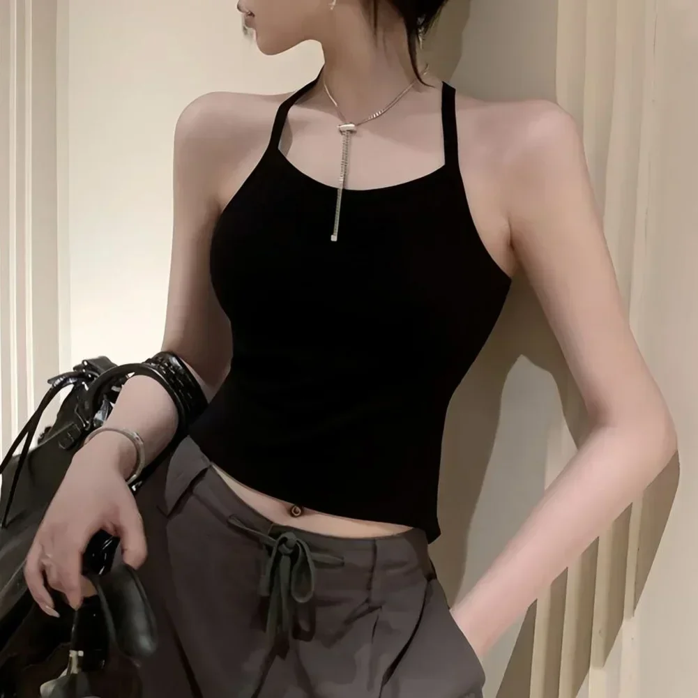 

Backless Top Hot Girls Top Fitness Suspender Top High Stretch Fabric Round Neckline Suitable For Summer Sleeveless Design
