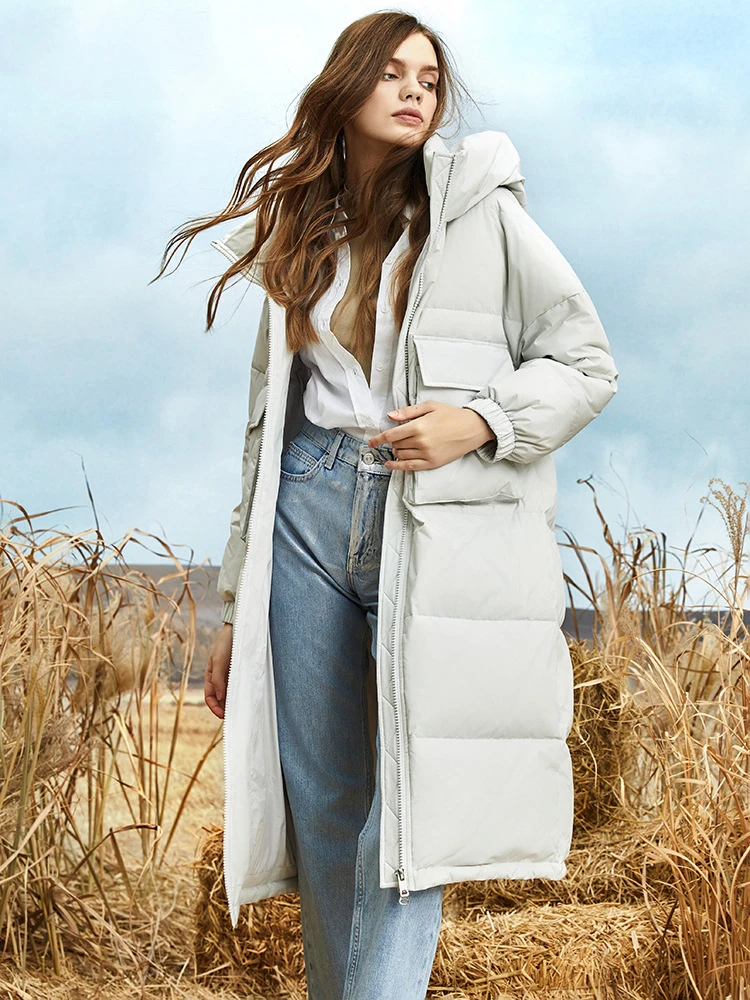 Winter Big Pocket Hooded Long Down Jacket Parker Women Thickened Cotton-padded Jacket For Women Windbreak Warm Knee Length Coat