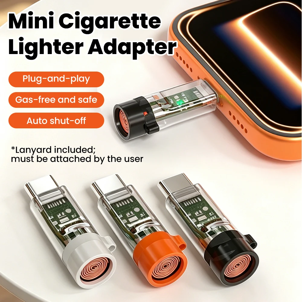 Tragbarer Mini Typ-C Handy-Zigarettenanzünder-Adapter, Windfester Outdoor-USB-C-Zigarettenanzünder für iPhone 15 16 17