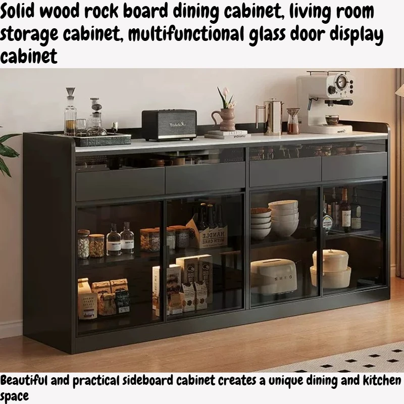 Modern Sideboard Cabinet With Glass Door Buffet Storage Cabinet With Drawers Kitchen Dining Living Room Furniture Coffee Bar