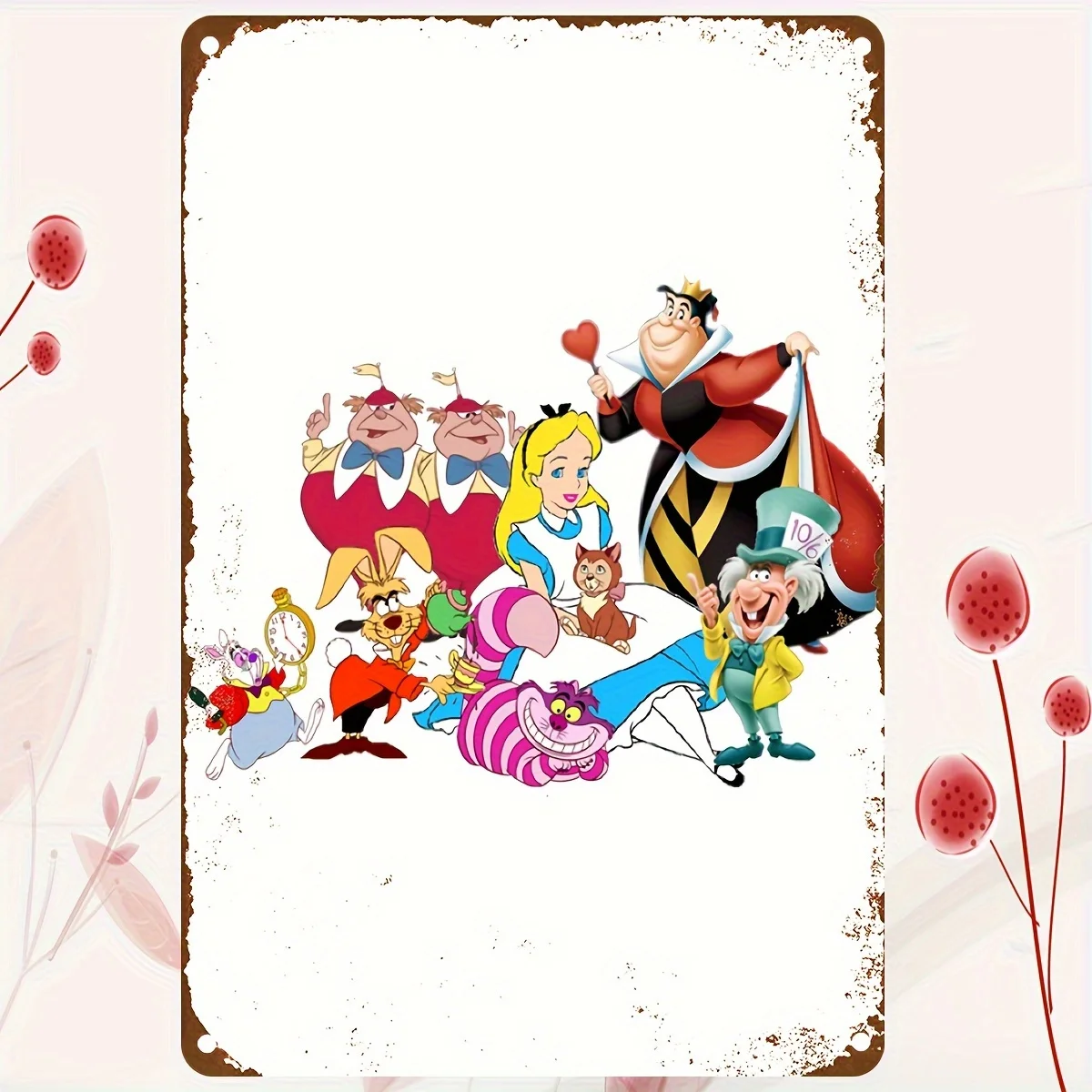 Plano 2D, [Plano] Cartel de chapa tradicional de Alicia en el país de las Maravillas de Disney, 20,32x30,48 cm, multifuncional, sin texto, liso, sin batería a