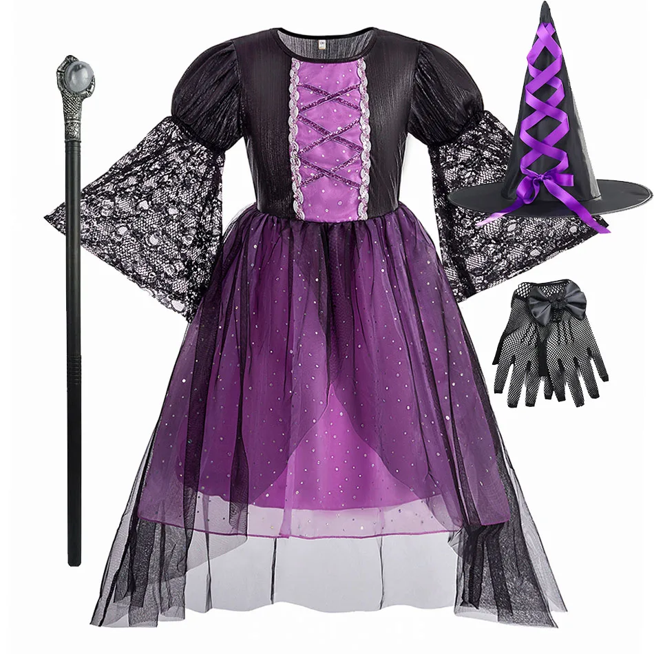 

Girls Halloween Witch Cosplay Dress Kids Tangled Jasmine Carnival Birthday Party Clothes Children Christmas Princess Costume