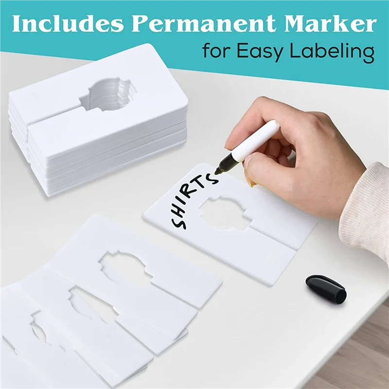Ensemble de 30 Synchronisateurs de Placard Blanc avec Marqueur, Rectangle, Taille de Vêtement