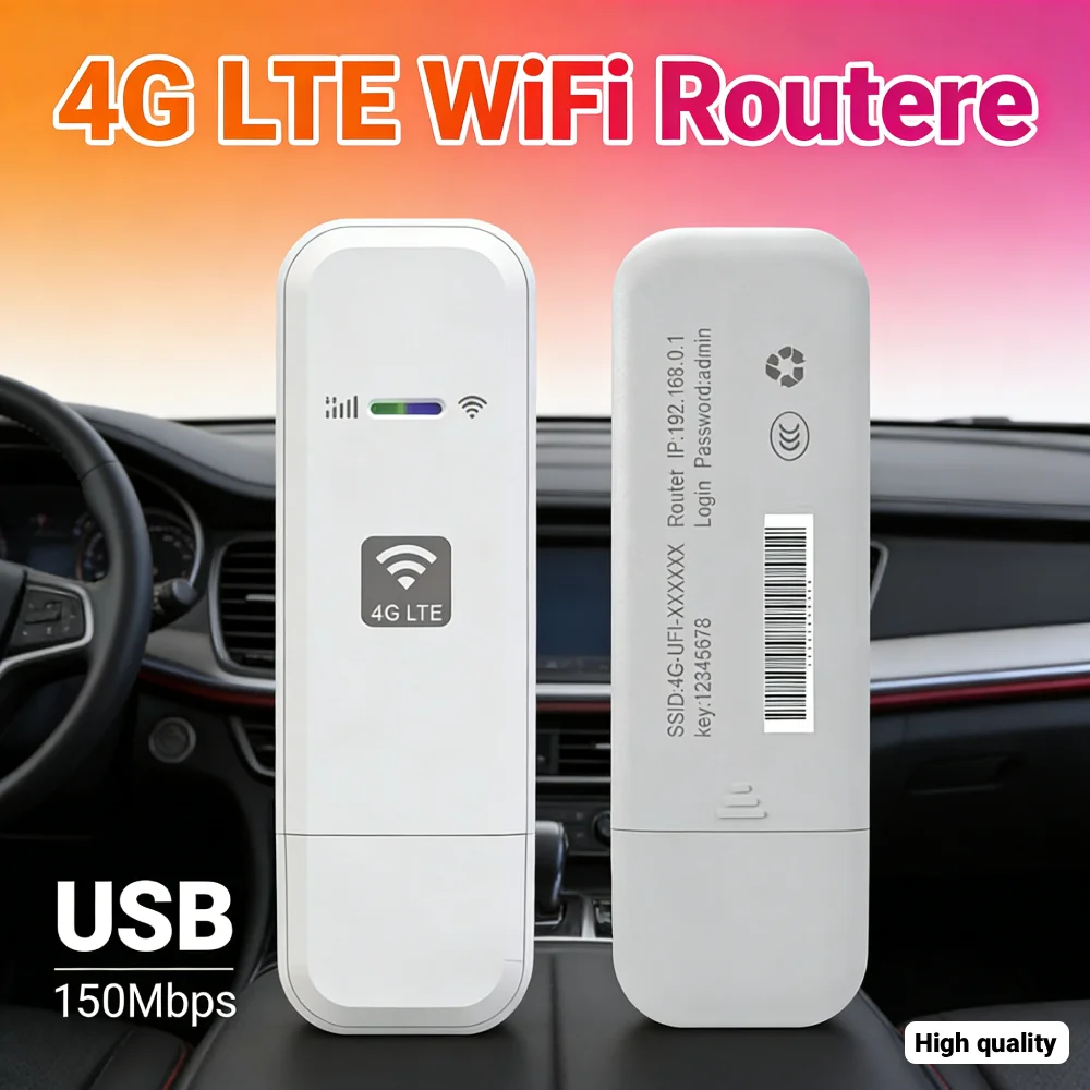 4G LTE USB WiFi Router 150Mbps Wireless Network Adapter with SIM Card Slot Plug and Play European Version for Outdoor Travel
