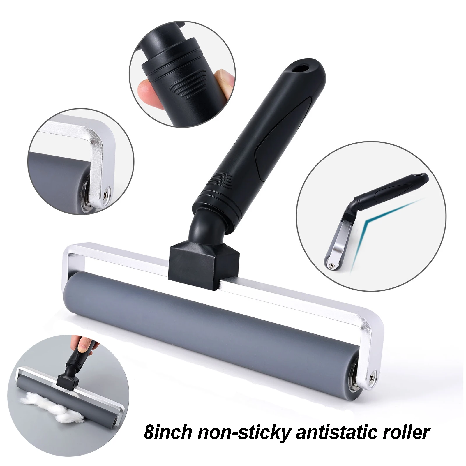 EHDIS 8-Inch Non-Sticky Roller for Car Wrapping Anti-Static Bubble-Free Film Application Roller Carbon Vinyl Rolling Wheel Tool