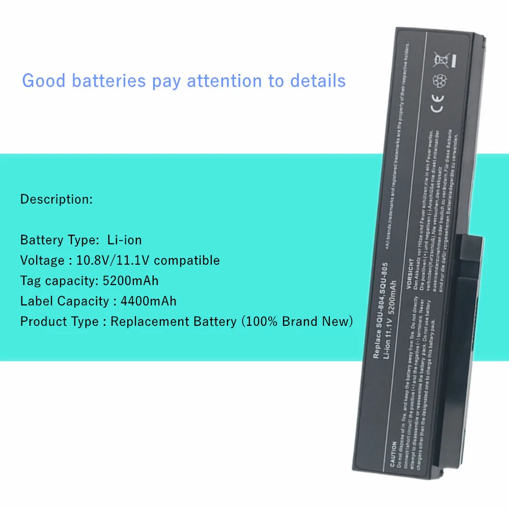 Laptop Battery for LG R410 R510 R560 R580 SQU-805 SQU-804 SW8-3S4400-B1B1 3UR18650-2-T0144 3UR18650-2-T0188