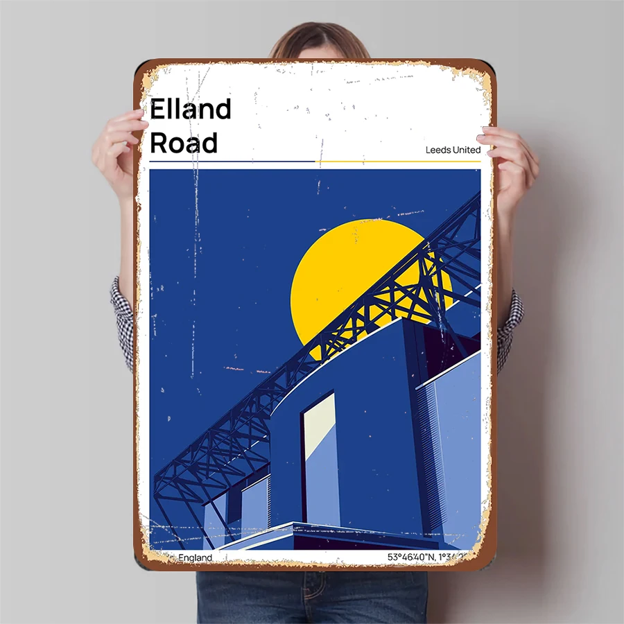 Elland Road Stadium Wall Art In Metallo Leeds United Fc England Football Club Pittura Decorativa In Ferro Souvenir-image