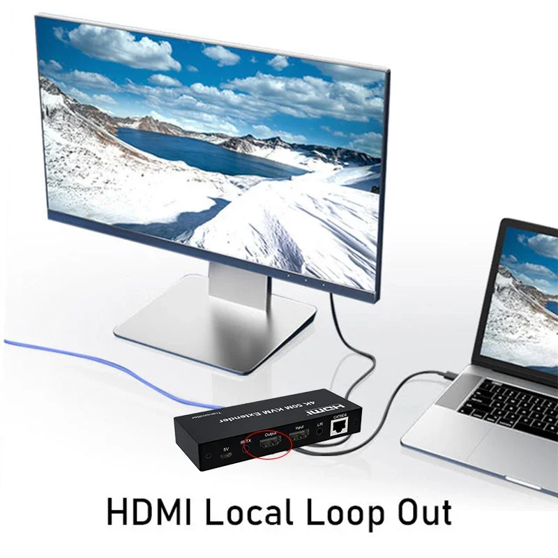 4K@30Hz HDMI KVM 연장기 60M 120M RJ45 이더넷 CAT6 케이블을 통한 HDMI KVM USB 연장기(HDMI 루프 아웃 포함) PC 노트북 모니터용
