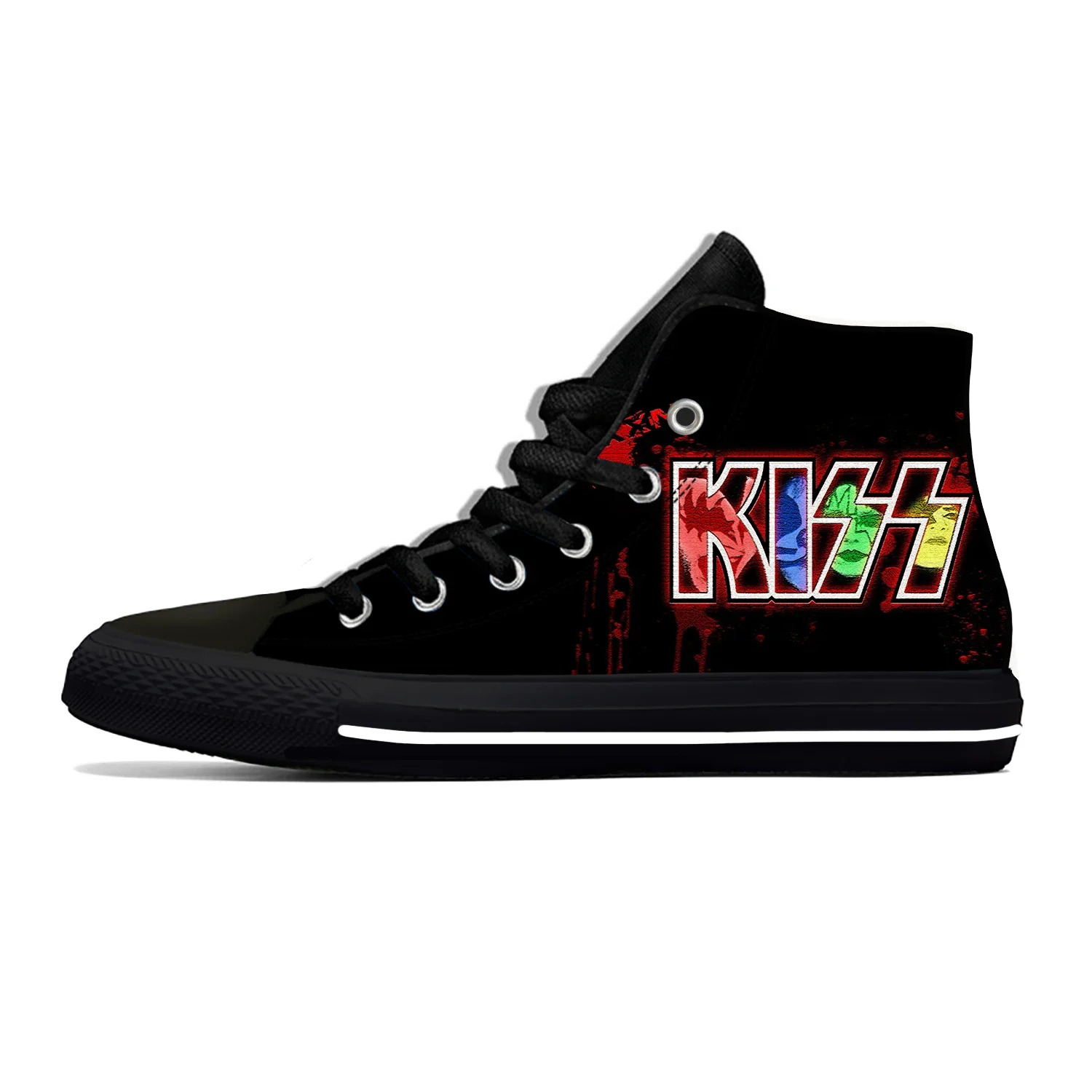 Hete Zomer Heavy Metal Muziek Kiss Rock Band Nieuwigheid Casual Nieuwste Schoenen Hoge Mannen Vrouwen Mode Sneakers Klassieke Board Schoenen