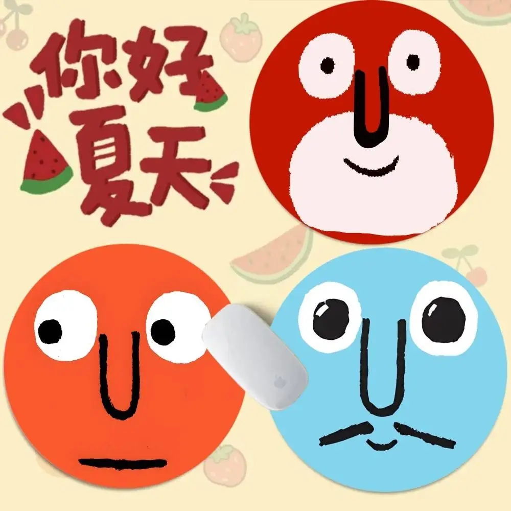 Art J-Jean J-Jullien Cute Anti-Slip Round Gaming Laptop Computer Desk Mat Office Notbook Mouse Pad Mouse Mat for Gamer Mousemat