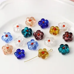 5pcs/lot 14MM Flower Lampwork Beads Translucent Loose Beads Colorful Beads For Jewelry DIY Making Bracelet Necklace Accessories