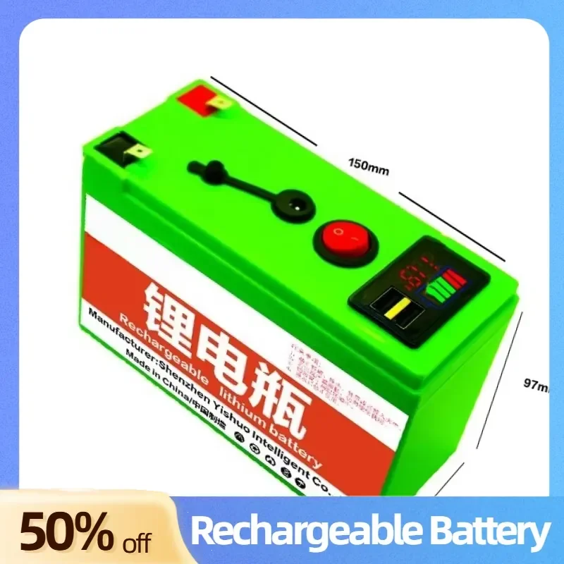 12.6V 5200mAh 7800mAh 10400mAh Portable Spare High Quality Lithium Battery with USB Port and Power Display Rechargeable