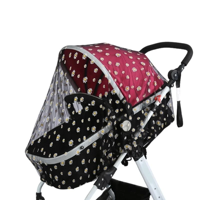 

Q1FE Newborn Baby Stroller Fly Net Embroidery Insect Protectivr Mesh Cover