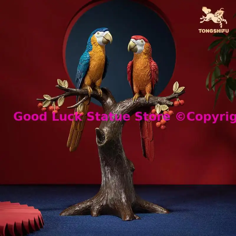 2025 Living room clubhouse TOP Advanced crafts Auspicious parrot birds COPPER statue Bless family healthy good luck mascot