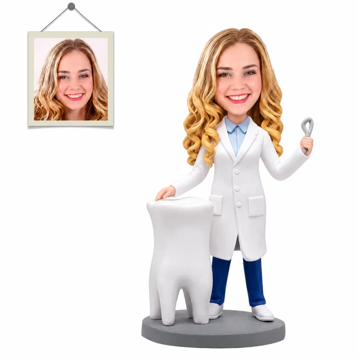 Custom Dentist Bobblehead with Tooth Personalized Dental Figurine from Photo Dentist Graduation Gift