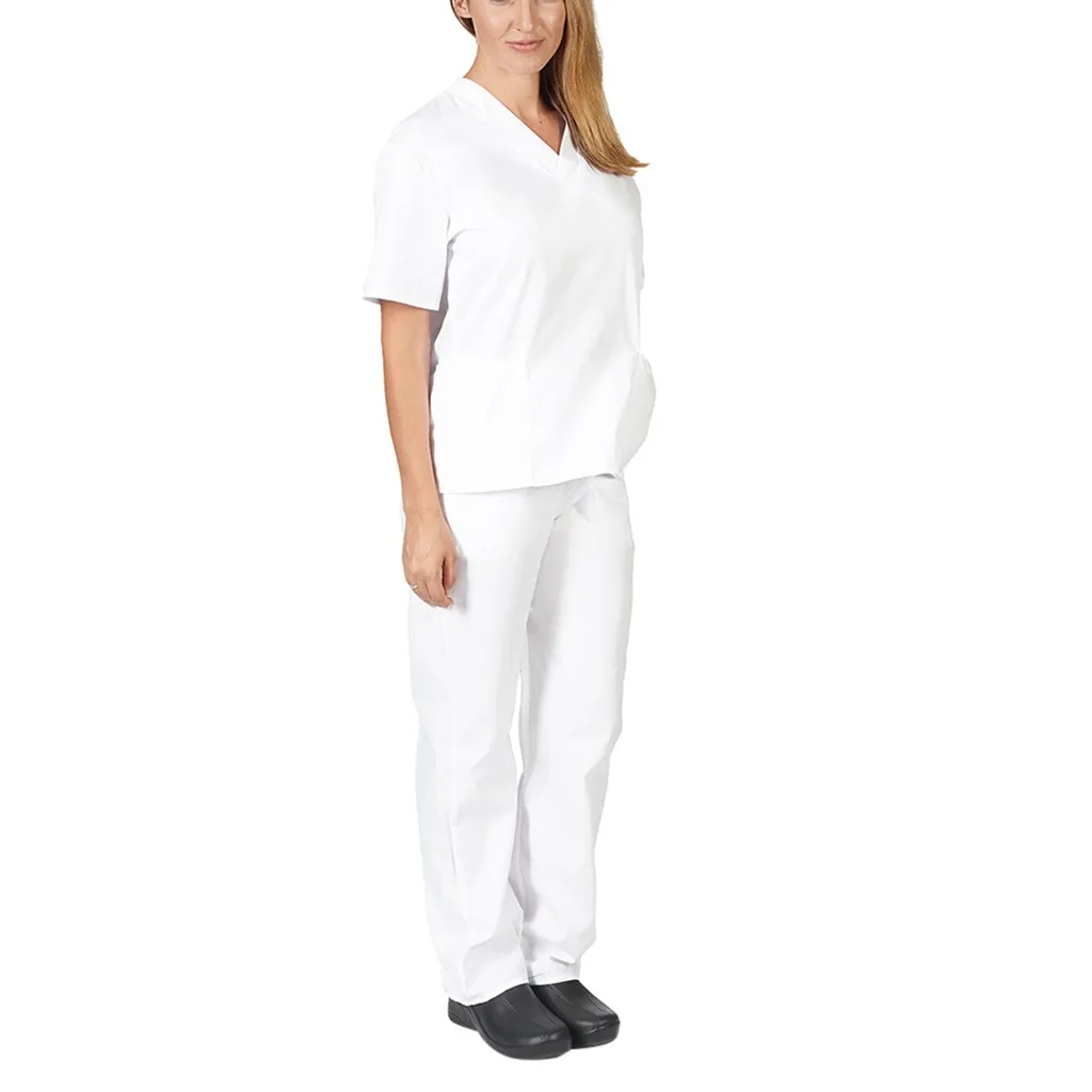 Nurse Medical Uniforms Women Surgical Suit V-Neck Lab Tops Pants Sets Hospital Dental Clinic Doctor Workwear ﻿For 2024 Summer