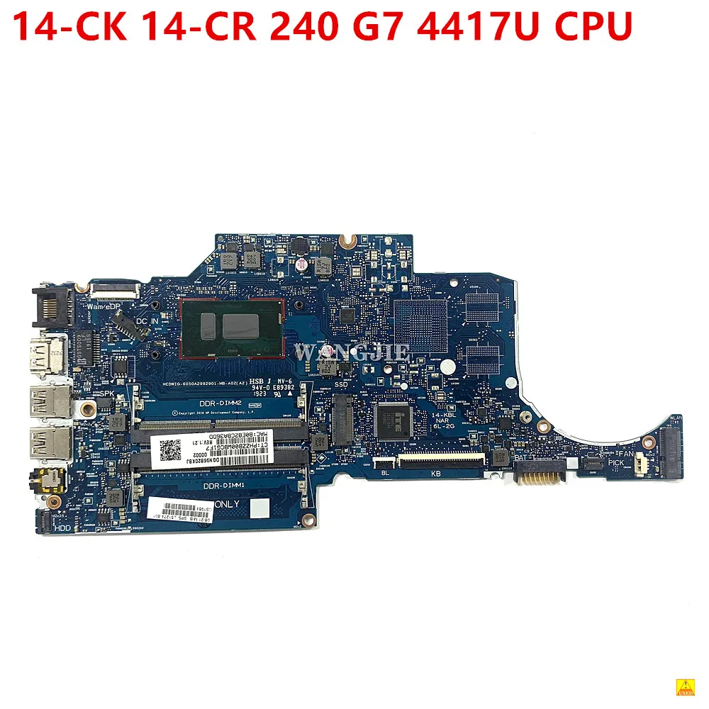 Placa-mãe portátil usada para HP Pavilion, CPU, L51274-001, L51274-601, 6050A2901-MB-A02, 14-CK, 14-CR, 240 G7, 4417U