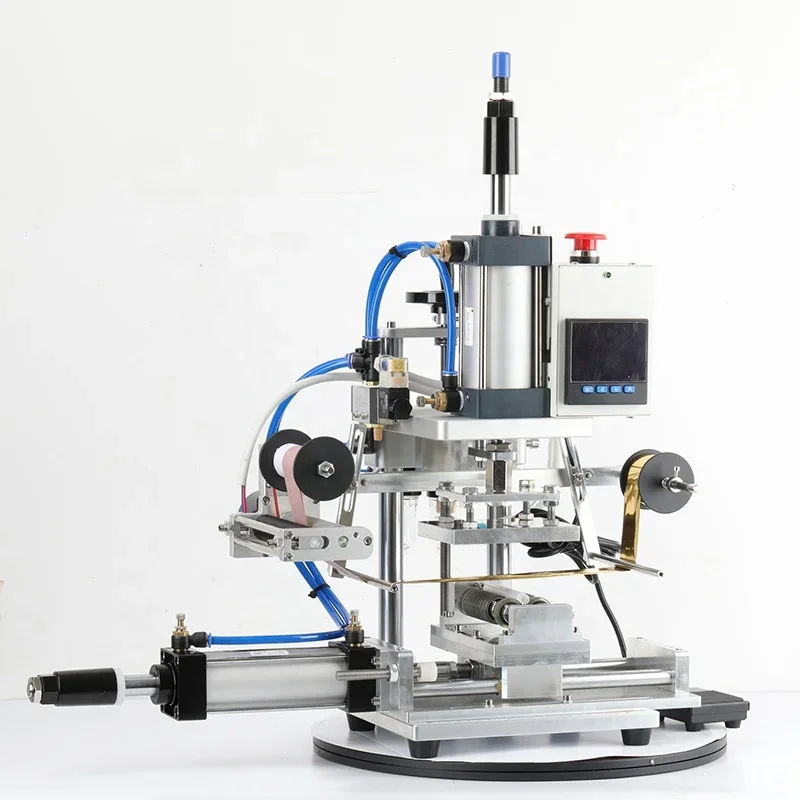 Machine d'Estampage à Chaud pour Bouteilles Cosmétiques, Rouleau Pneumatique d'Alimentation existent, Feuille d'Or