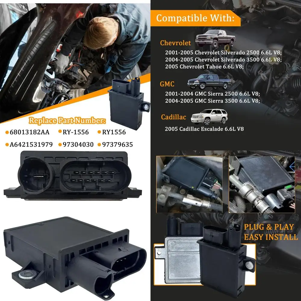 

Дизельный контроллер свечей накаливания, совместимый с Chevrolet Silverado 2500/3500 2001-2005, для GMC Sierra 2500/3500 2001-2005, для Cad