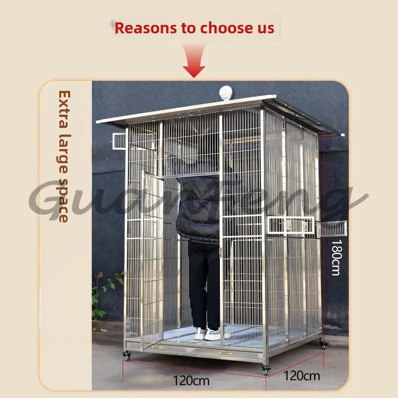 Luxury 304 Stainless‑Steel Large Oversized Parrot Bird Cage Villa‑Style Pet Habitat for Courtyard & Household Use