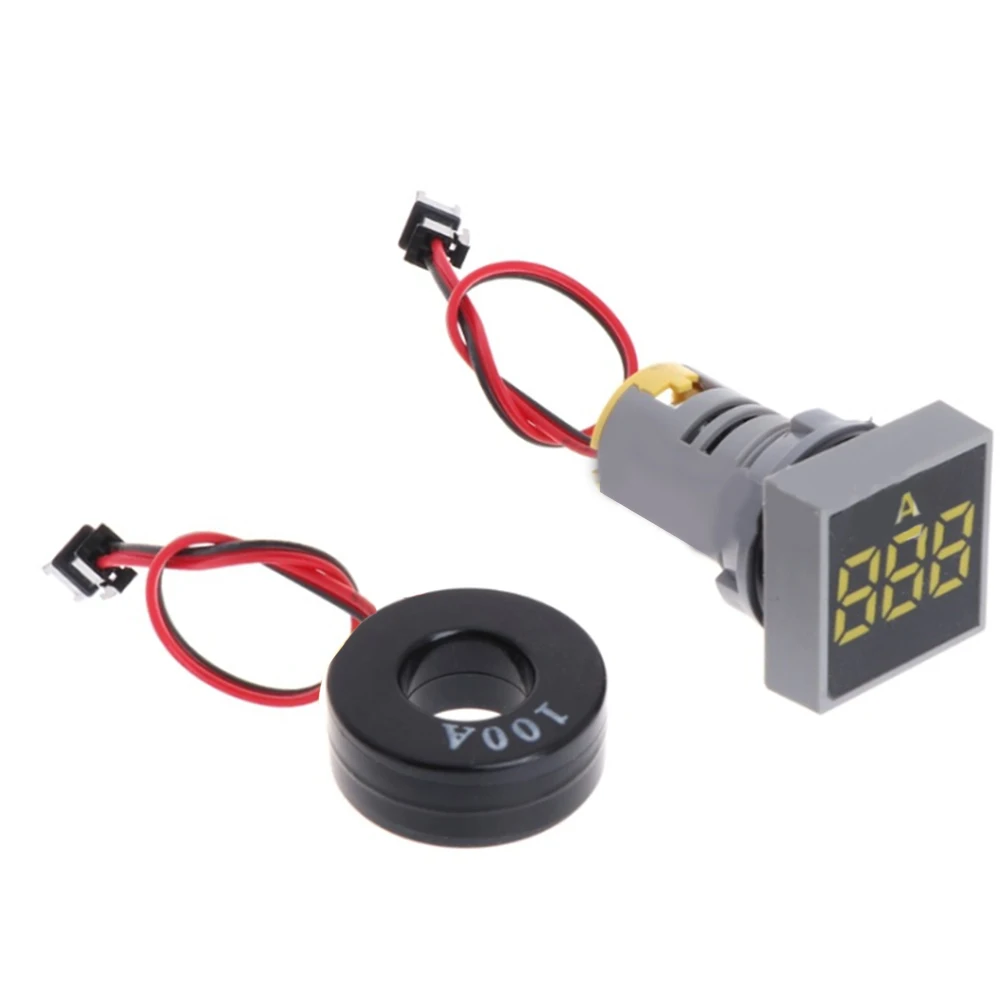 AC 50-500V 0-100A 22mm Square LED Digital Voltmeter Ammeter