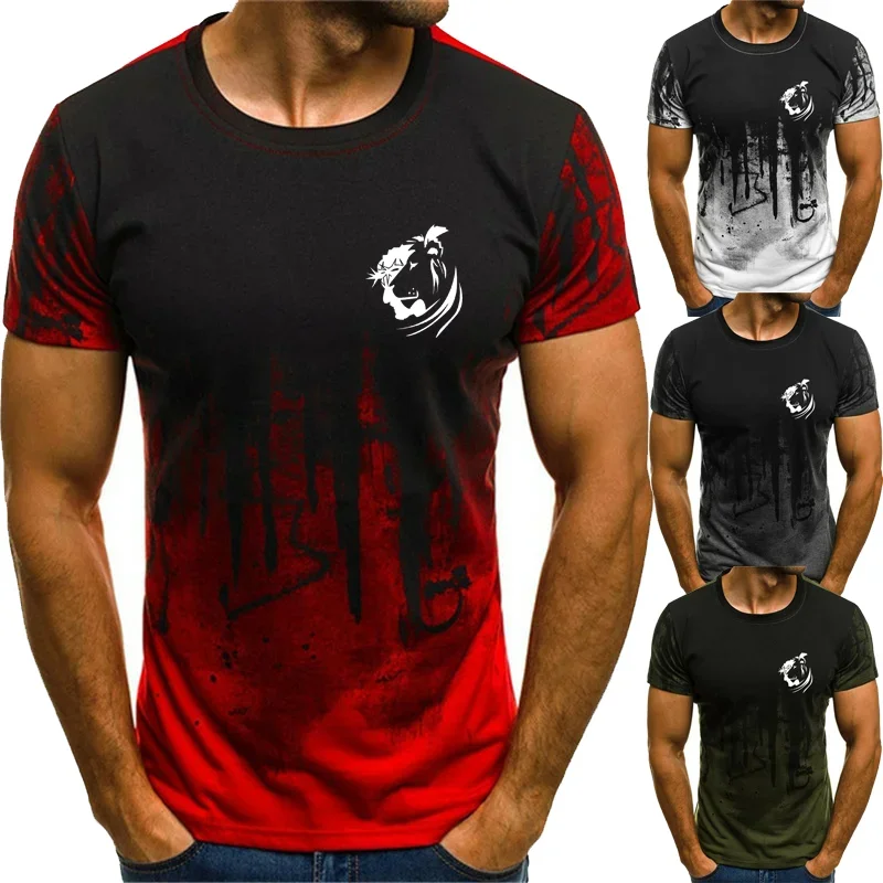 

Outdoor T Shirt Shirt Street Harajuku Lion Jesus Black White Pattern Casual Sports Summer Men's Short Sleeve