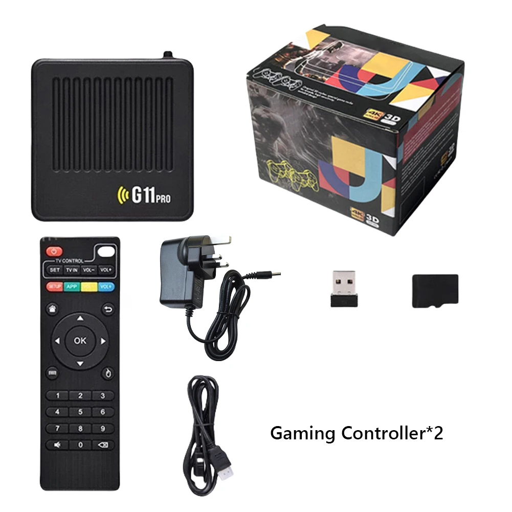 وحدة تحكم منزلية G11 Pro مدمجة في 10000+ صندوق ألعاب ريترو 4K مخرج متوافق مع HDMI مع لوحة ألعاب مزدوجة لاسلكية 2.4G