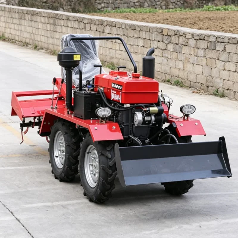 Customized Dual CE/EMC Certified, New Wheeled Tilling Machinery, Four-wheel Rotary Tiller, All-terrain Farming Equipment view 5