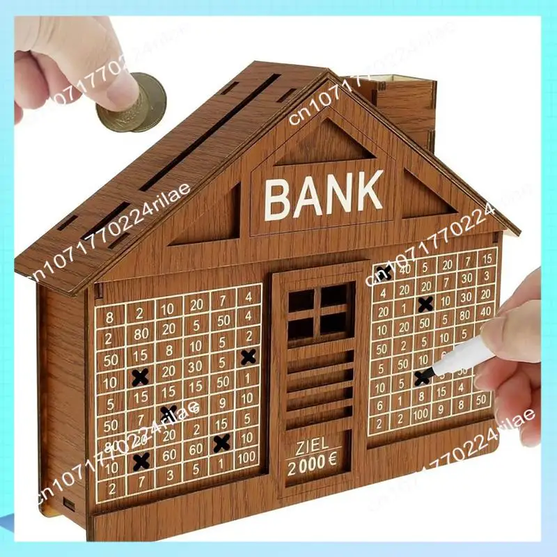 A17Z Wooden Piggy Bank For Adult Kids Money Box With Counter Money Saving Tin Reusable Money Box