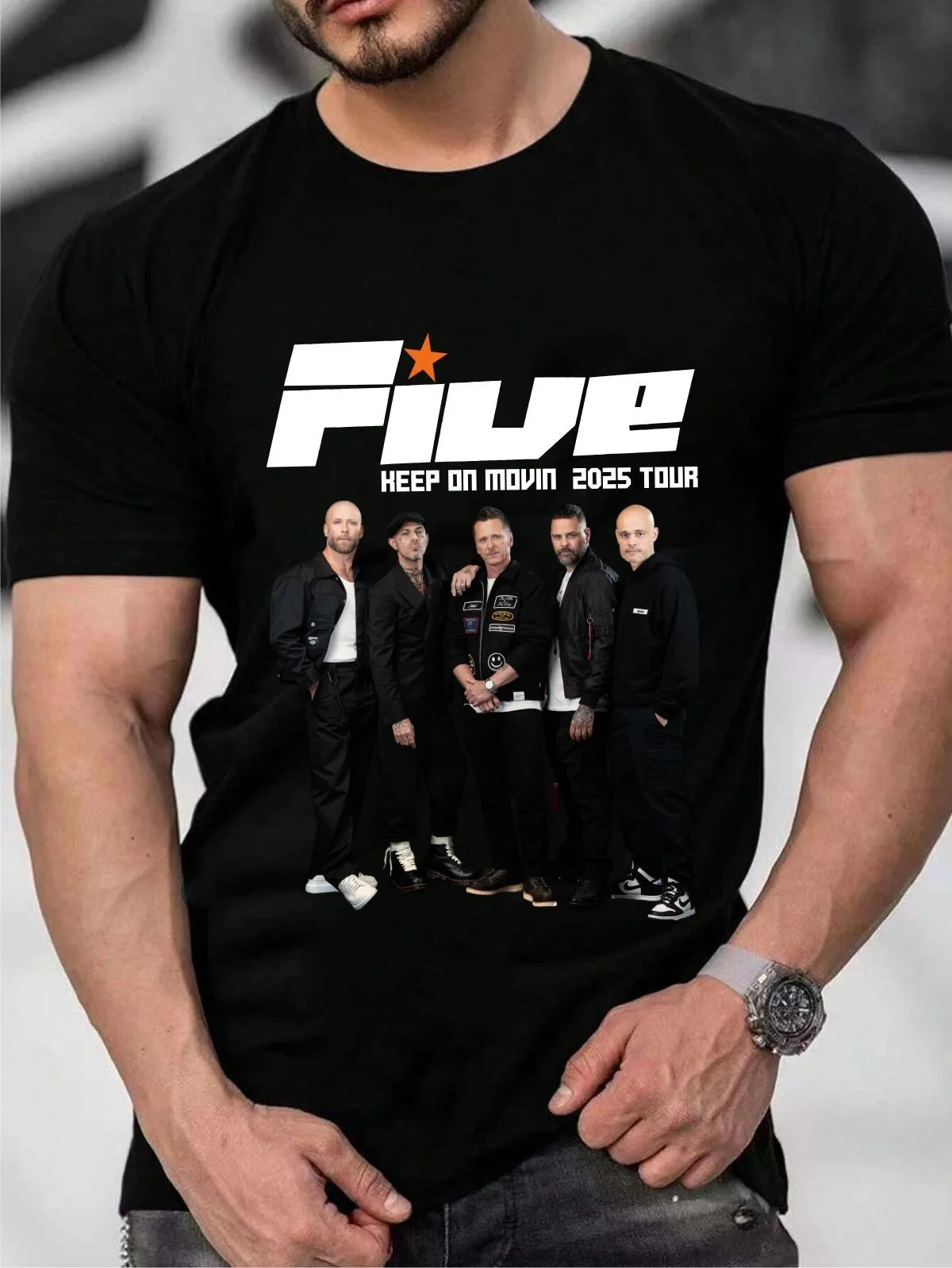 

Футболка Five Boy Band Keep on Movin 2025, британский тур, топ с музыкальным фанатом, топ в стиле ретро, удобный топ из чистого хлопка с короткими рукавами