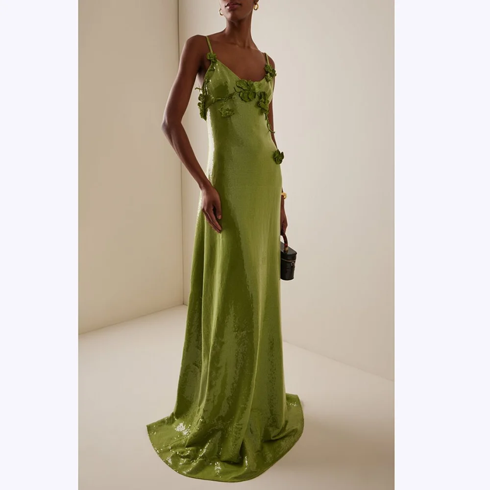 

2025 Luxurious Prom Dresses Green Appliques A Line Evening Gown Shiny Sweetheart Banquet Party Elegant Robe De Soirée Classic