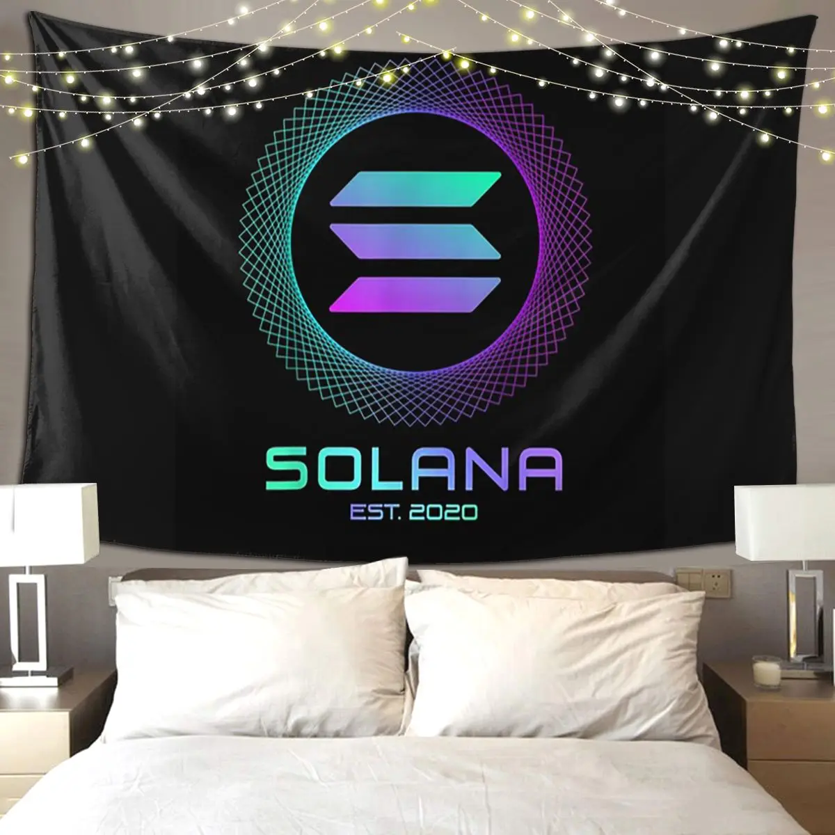 Solana Cryptocurrency - Solana SOL Tapestry Art Wall Hanging Aesthetic Home Decoration Tapestries for Living Room Bedroom