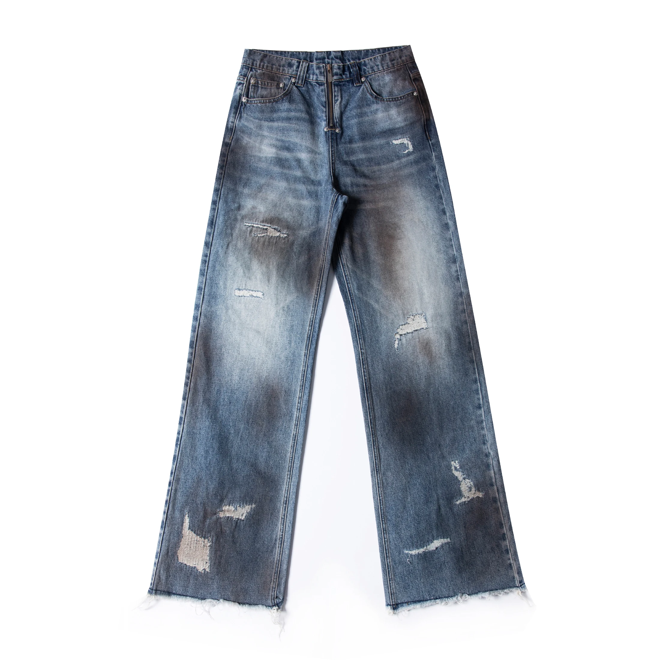 NIGO Men's Spring And Autumn Dirty Vintage Old Denim Jeans High Street Trend Spring And Summer Straight Pants #NGTOP11953