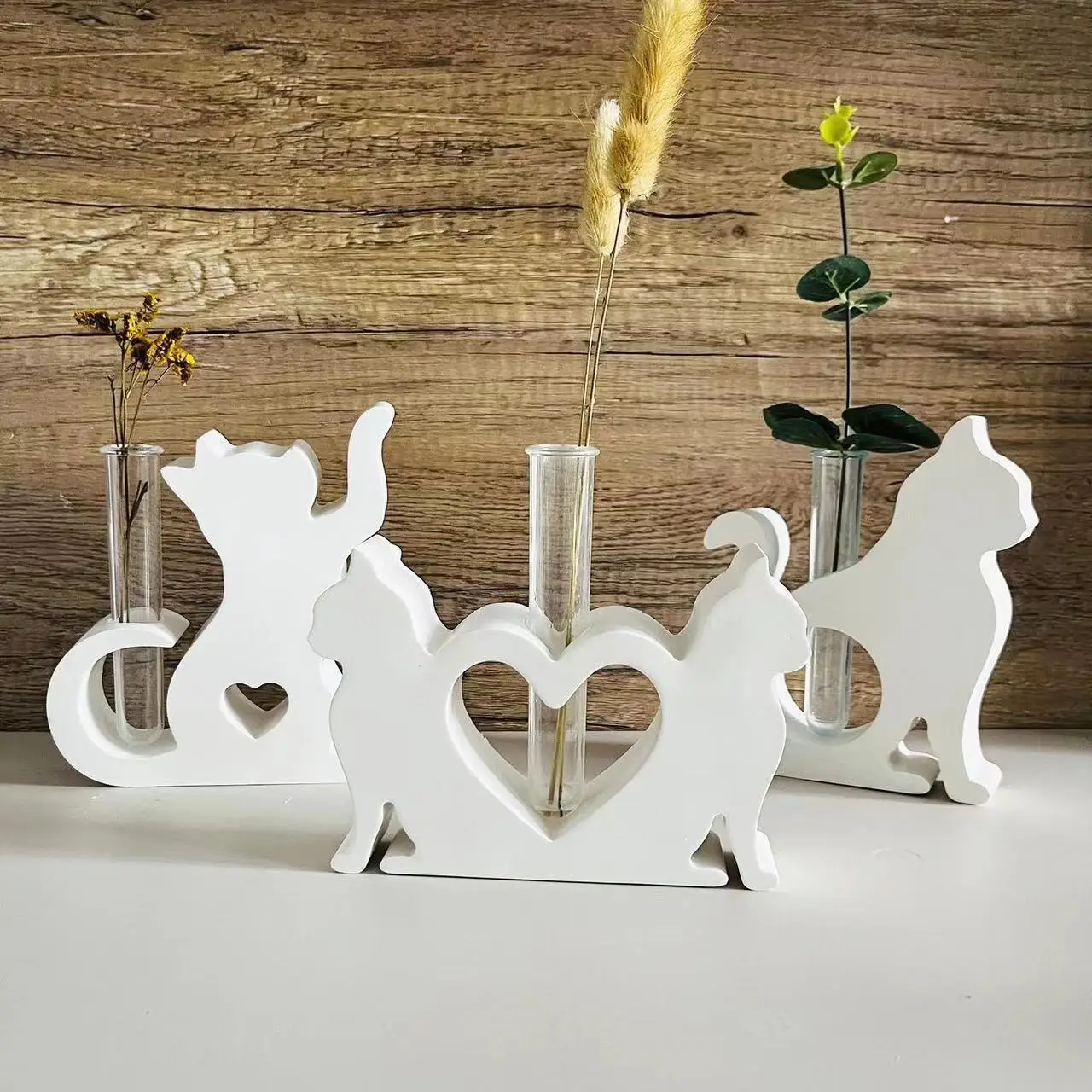 Diy Cat Vase Silicone Mold Plaster Cat Hydroponic Vase Mold Test Tube Hydroponic Vase Drop Glue Mold