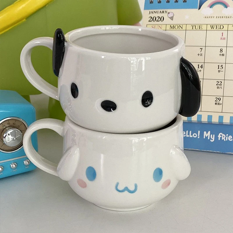 Cute Sanrio Coffee Cup Cinnamoroll Pochacco Kawaii Anime Kawaii Summer Student Office Drink Water Ceramic Mug Toys Girls