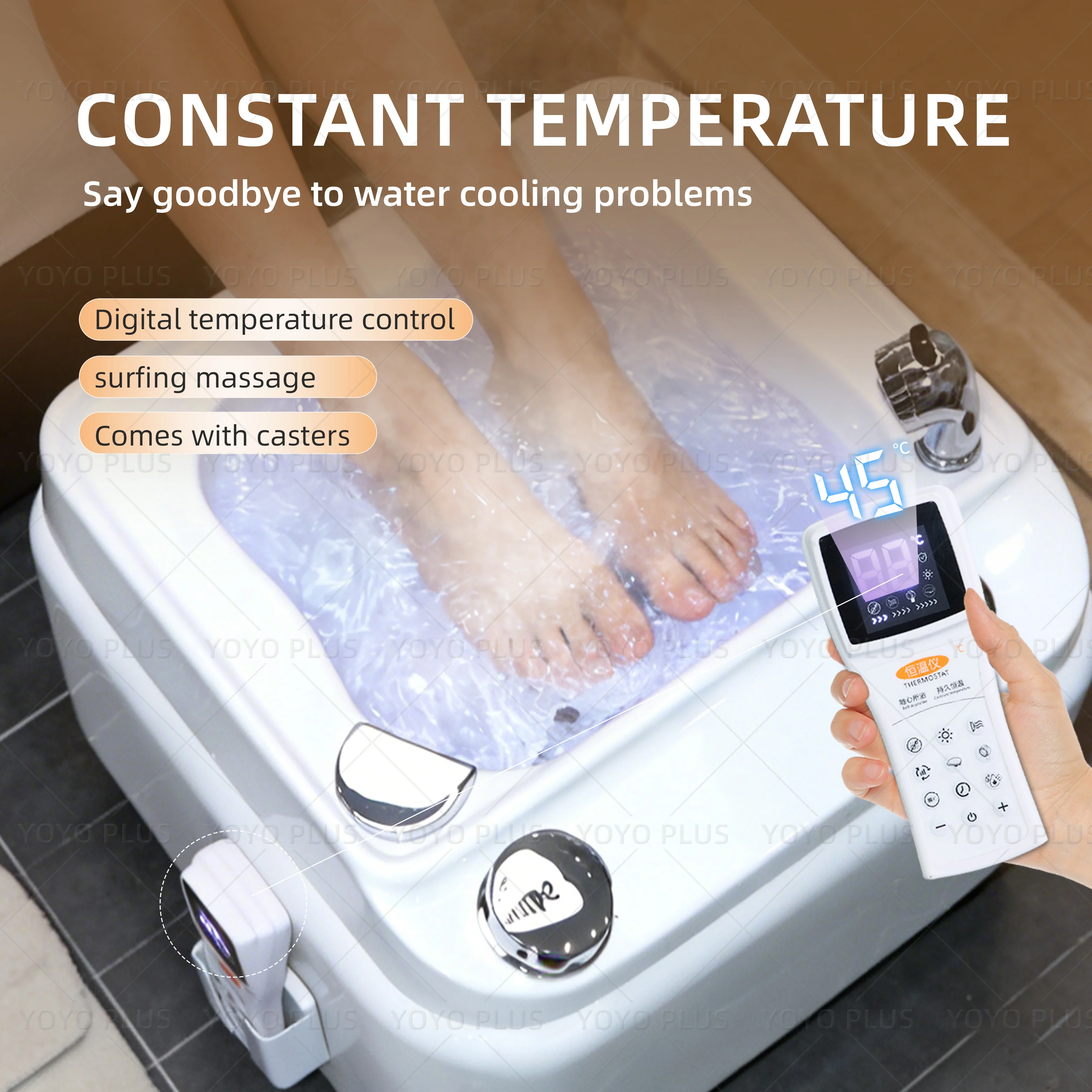 Foot Basin Constant Temperature Heating Massage Footbath with One-Button Drainage Timing Deep Clean Foot Bath for Salon