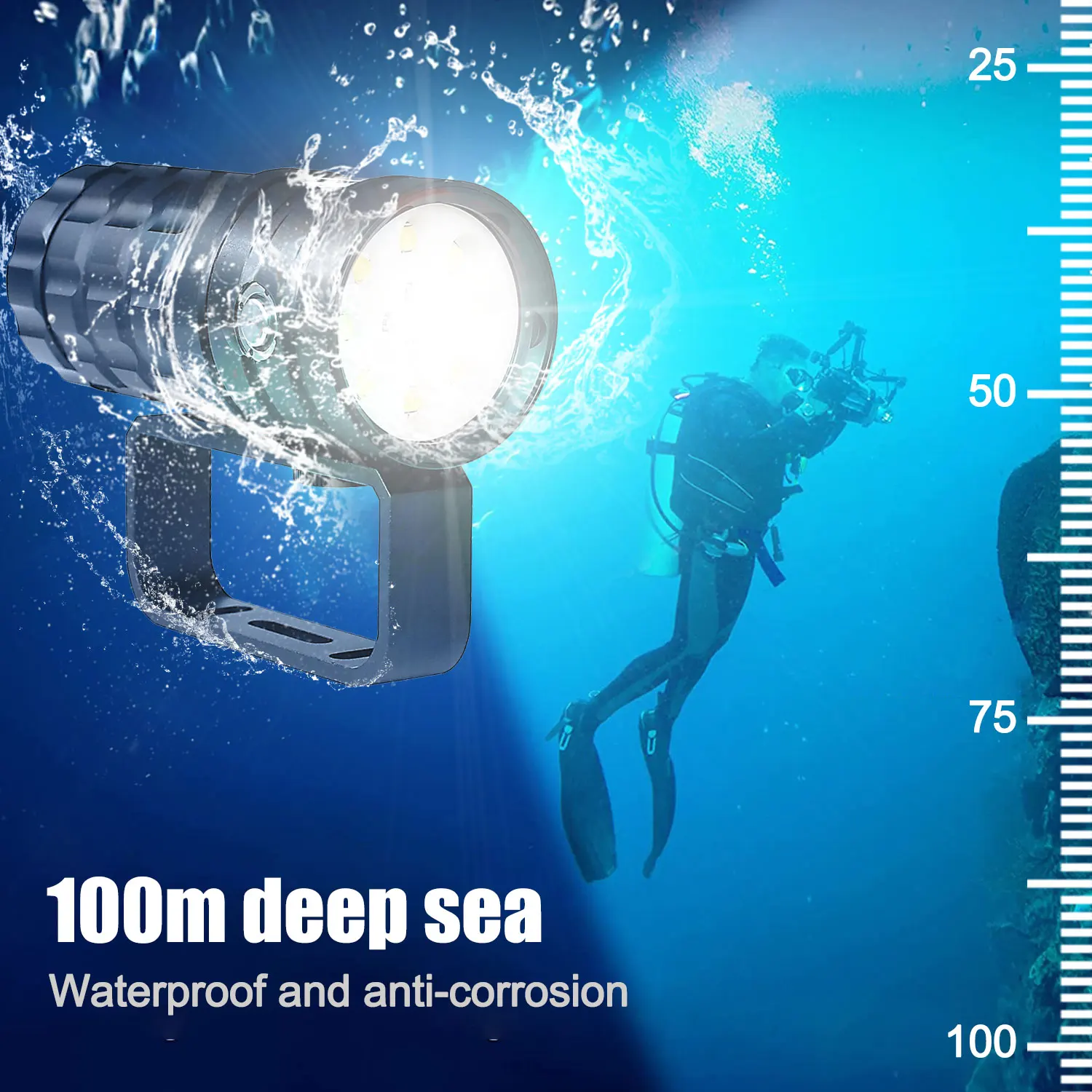 Diving Flashlight IPX8 Underwater 100m Waterproof Torch Scuba photography light scuba diving Flashlight for underwater hunting