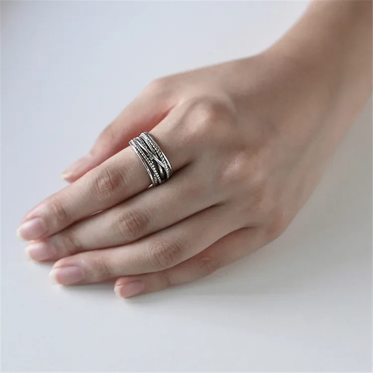 Punk Cool Hip Pop Lines Chains Rings for Women Adjustable Open Finger Rings Man Party Gift 2023