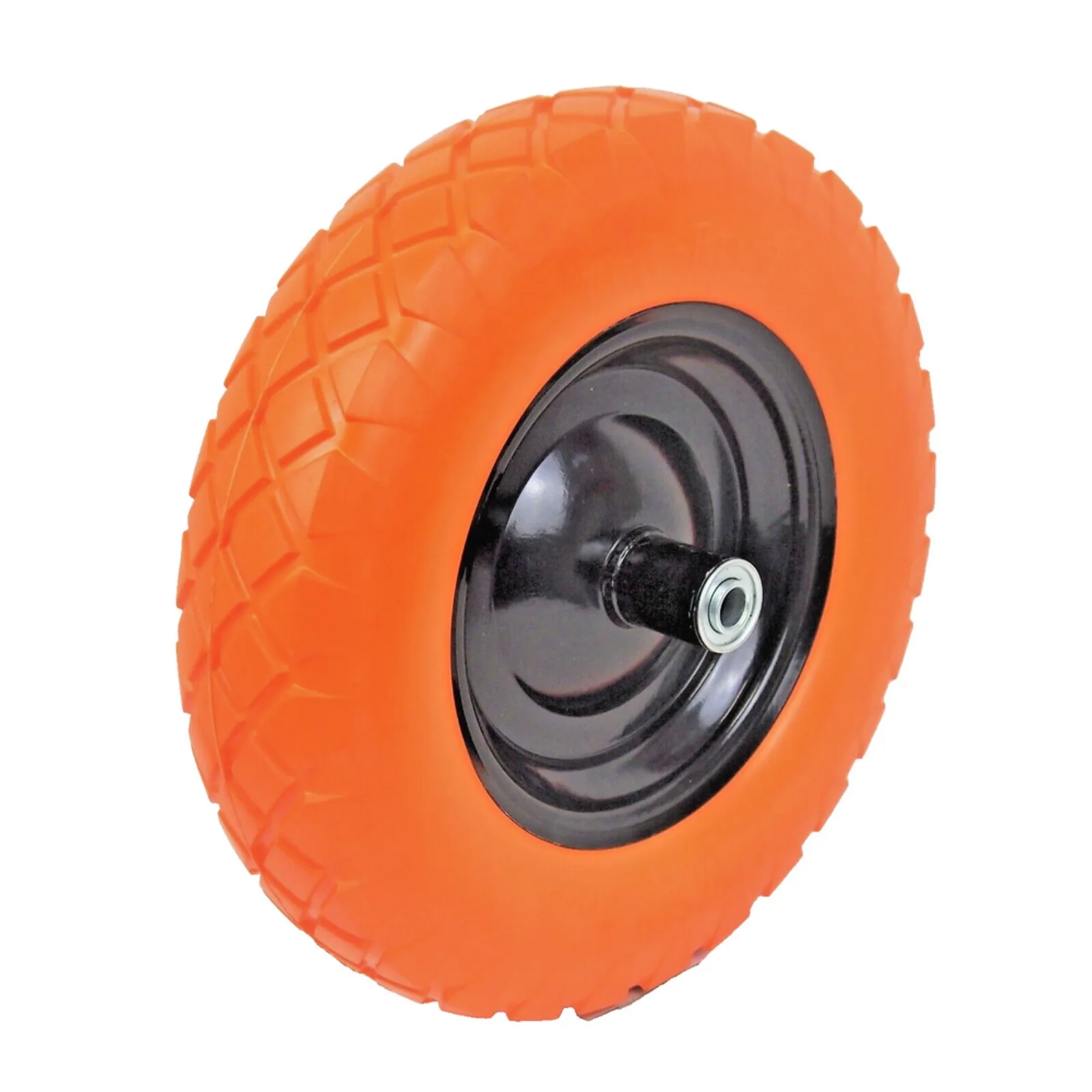 

16" Flat Free Solid PU Foamed Wheelbarrow Tire Orange Steel Hub New 1088 United State