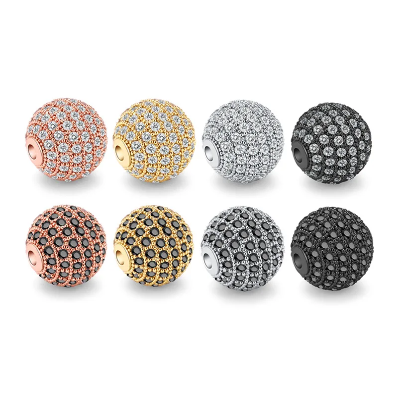 20/ bag Round Micro Pave Rhinestone CZ Charm Crystal Disco Ball Spacer Beads for Bracelets Jewelry Making