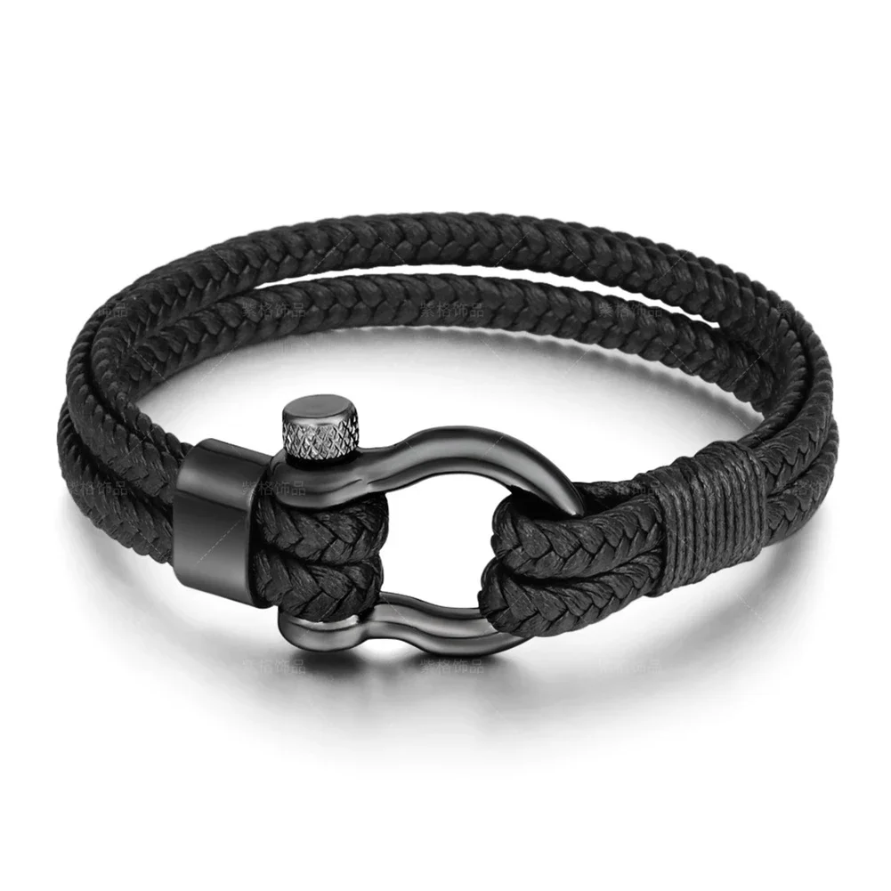 New Trendy People Creative Explosion Style Punk Style Braided Horseshoe Buckle Men\'s Bracelet Fashion Trend Bracelet