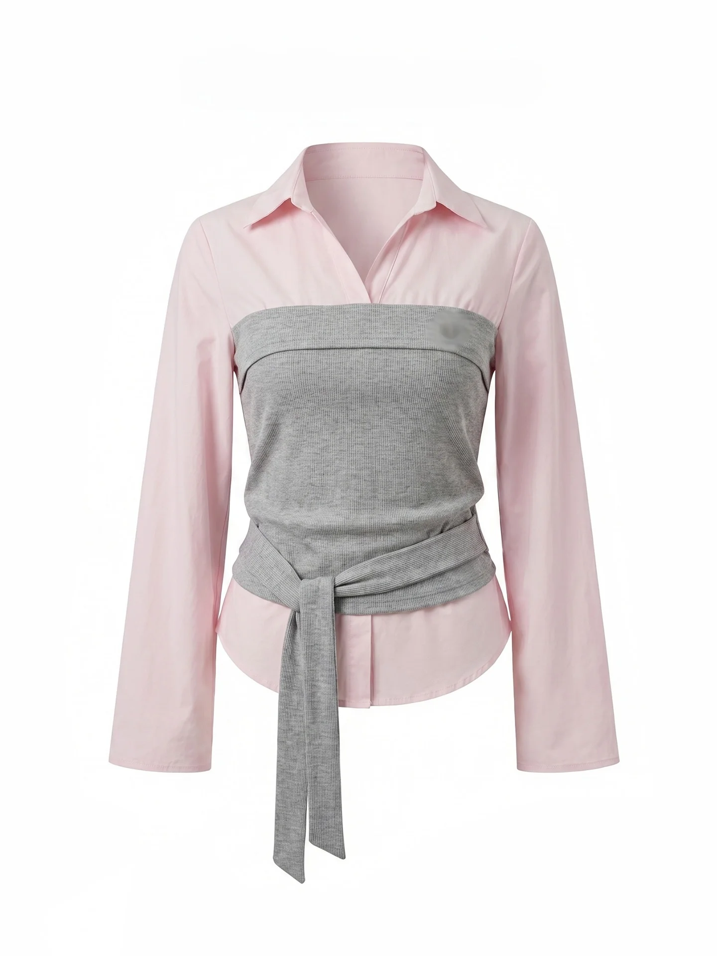 

Pink Shirt And Grey Skirt Set Women's Spring Fashion College Style Pleated Skirt Two-Piece Suit Breathable Medium Thickness L...