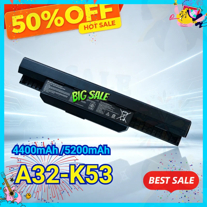 A32-K53 6Cells Replacement Laptop Battery for ASUS K43 K43E K43J K43S K43SV K53E K53F K53 K53J K53S K53SV A43 A53S A53SV A41-K53